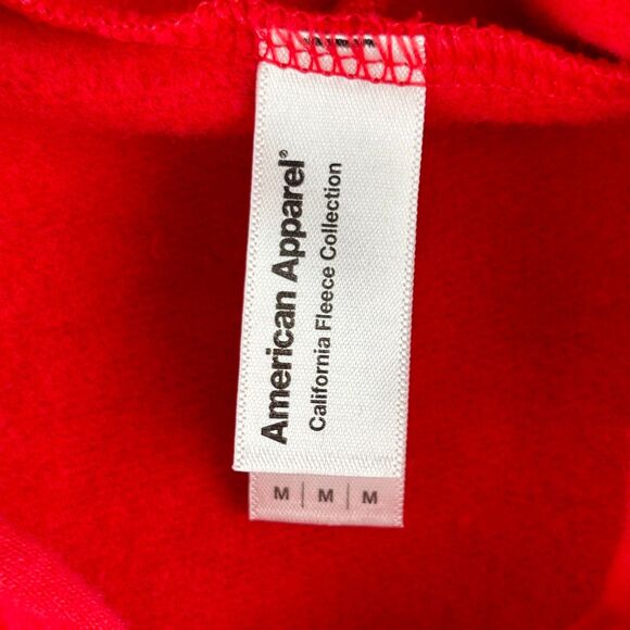American Apparel Hoodie Mens M Bright Red California Fleece Full Zip Sweatshirt - Picture 9 of 10